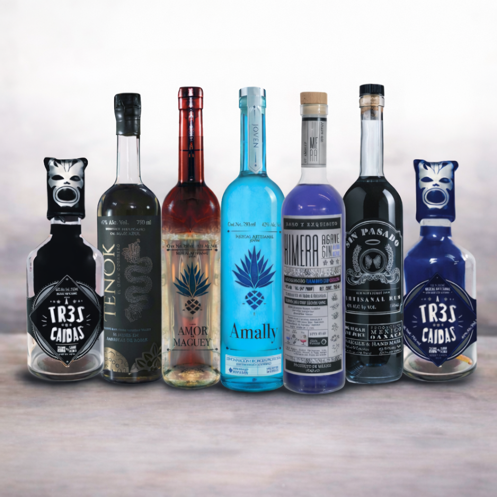 private label mezcal bottles lineup different branding examples mexico agave spirits